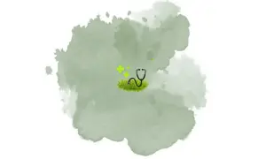 Stetoscopio su erba con croci verdi, simbolo di cure per le malattie del prato in estate.