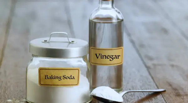 Bicarbonato e aceto, ingredienti per un diserbante naturale efficace.