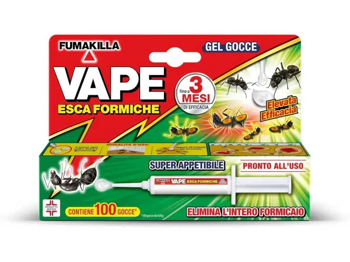 VAPE Esca Formiche: la soluzione per come debellare le formiche. Gel in gocce ad alta efficacia, pronto all'uso, elimina l'intero formicaio.