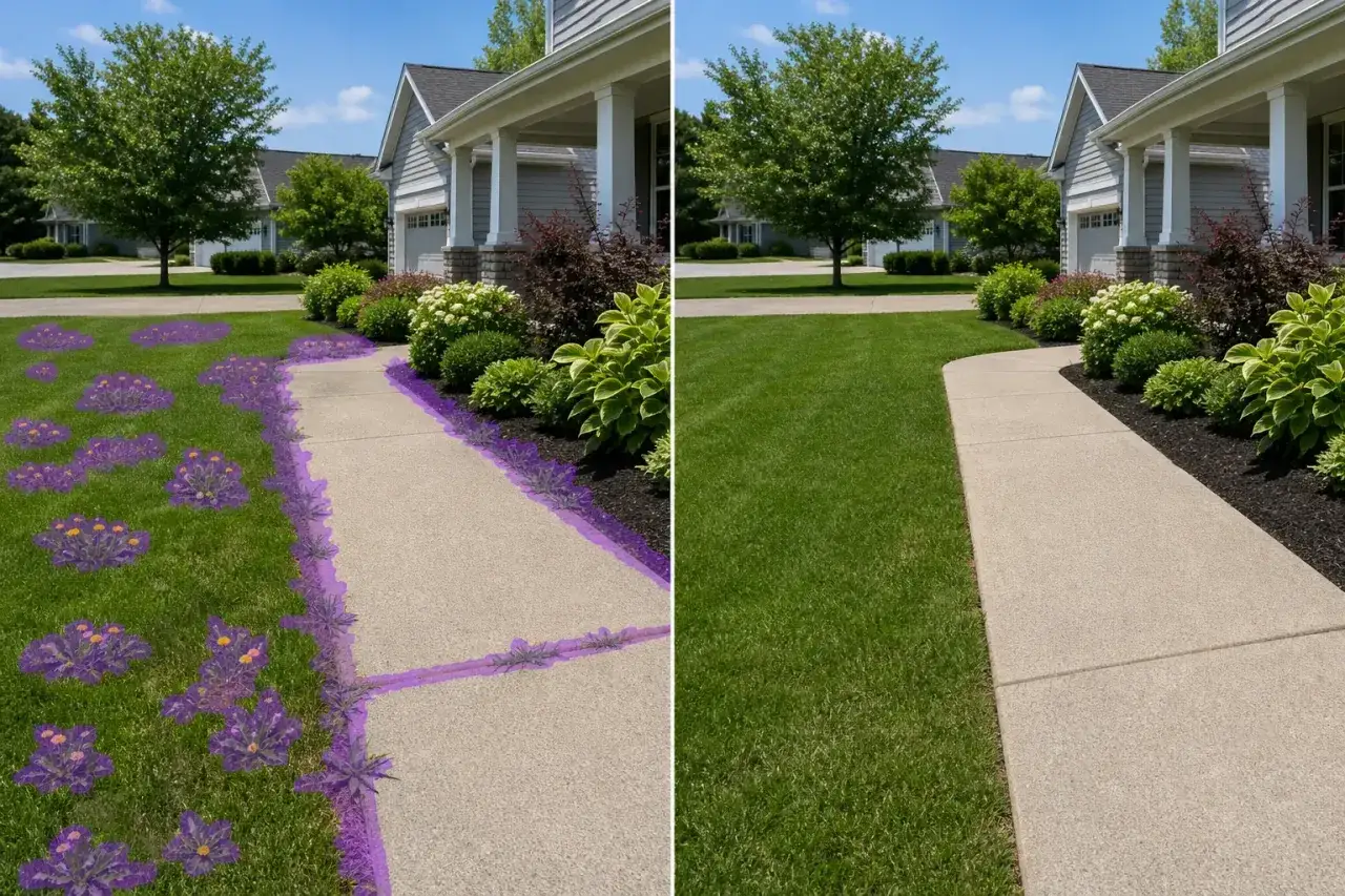 Prima e dopo: come eliminare l'erba dalla ghiaia e dal prato per un giardino impeccabile.
